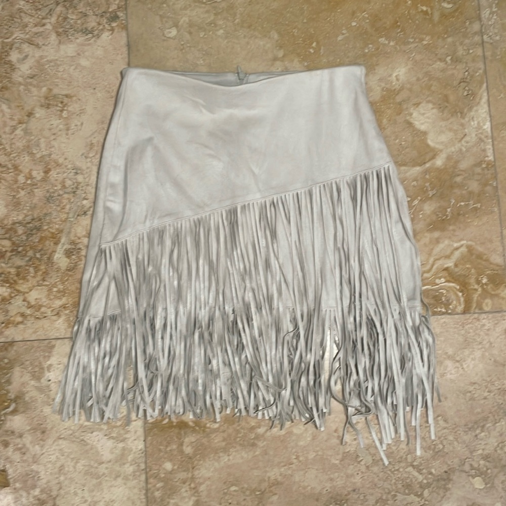 Zara Suede Fringe Skirt